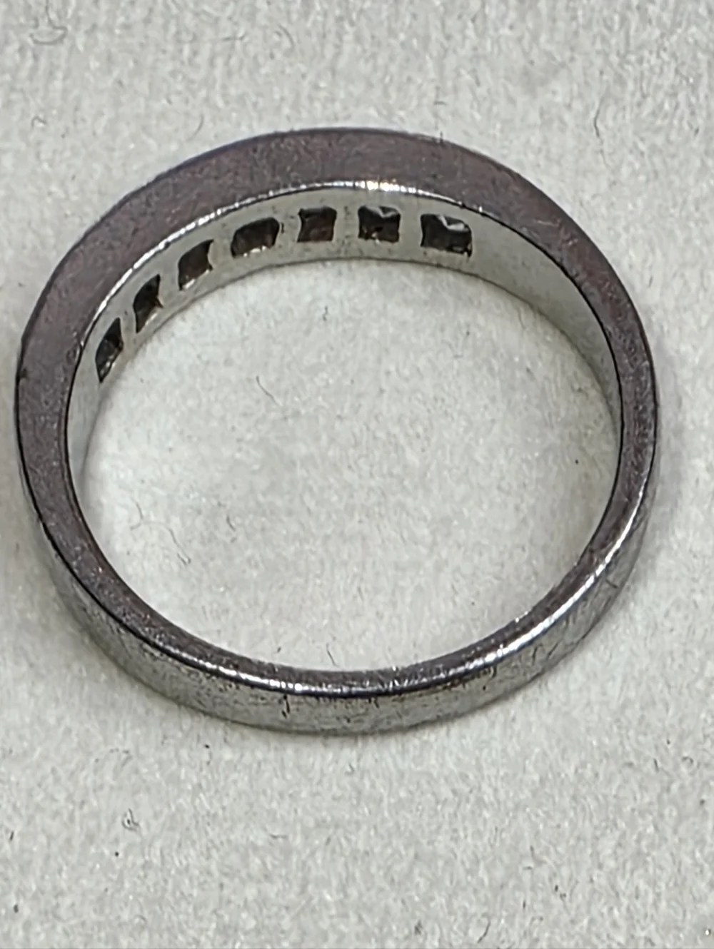 Channel Set Crystal Band Ring Silver Tone Stackable Size 8.75 - Picture 3 of 4